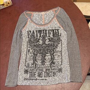 Affliction Gray and Black Long Sleeve Tee
